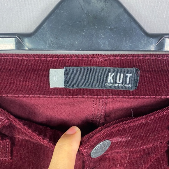 Kut From The Kloth Diana Stretch Corduroy Skinny Pants in Burgundy Sz 6 - Picture 10 of 13